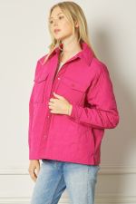 Floral Embroidered Puffy Jacket - Pink