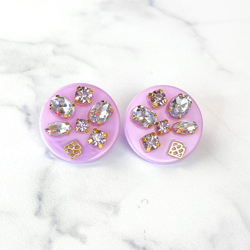 BRIANNA CANNON LAVENDER RESIN DOT STUDS WITH RAINBOW CRYSTALS - shoptheexchange
