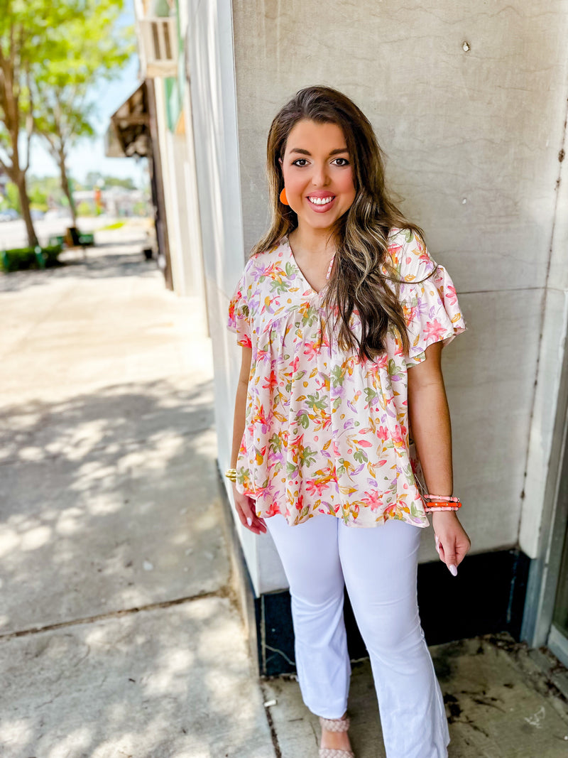 Small- Blush Floral Printed Top