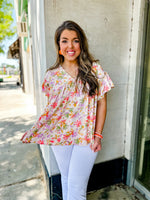 Small- Blush Floral Printed Top
