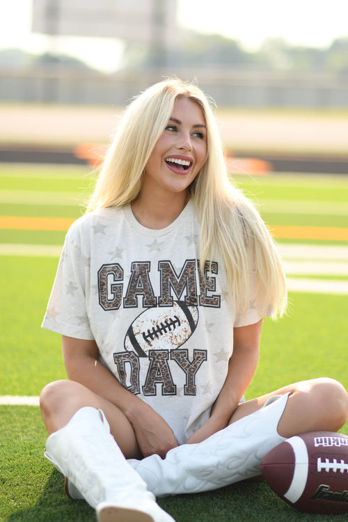 Game Day Leopard Football Tee