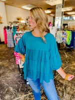 Well Rooted Tiered Top- Teal