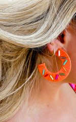 Sprinkle Raffia Hoop Earring- Orange