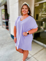 Plus Size Solid Shift Dress- Purple - shoptheexchange