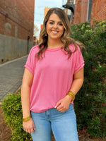 Casual Day Ribbed Top- Pink