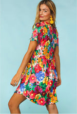 FULL RUN: FLORAL FIT AND FLARE WITH SIDE POCKET DRESS Small - 3X