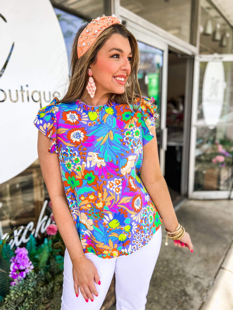Floral Abstract Flutter Sleeve