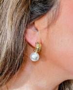 Pearl Dangle Hoops Earrings
