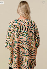 Plus Size Colorful Zebra Print Oversized Top- Salmon
