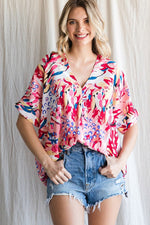 Small-Making Friends Colorful Boxy Top Red