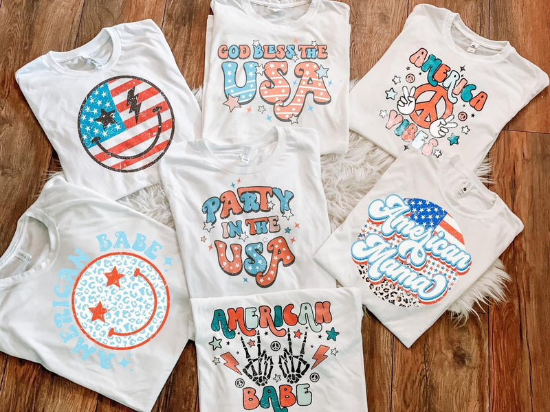 Retro Red White Blue Tees - Youth