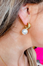 Pearl Dangle Hoops Earrings