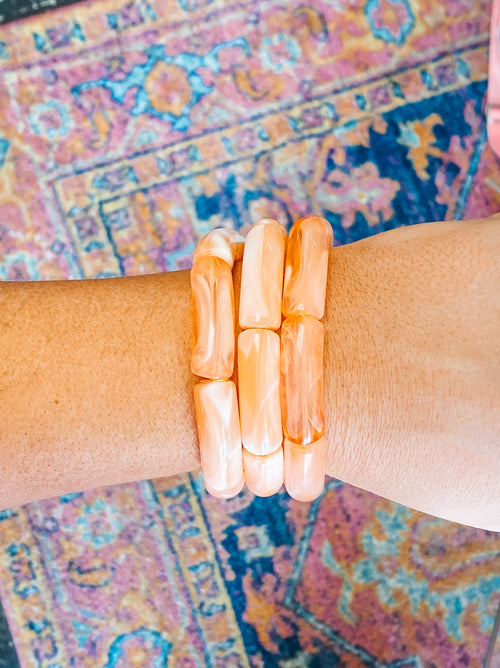Summer Pop Acyrlic Bracelets - Peach - shoptheexchange