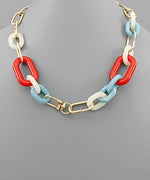 Acrylic & Metal Chain Necklace Red - shoptheexchange