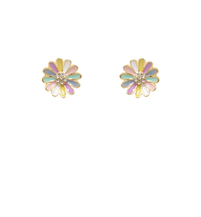 Crystal & Color Flower Earrings - Multi