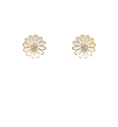 Crystal & Color Flower Earrings - White