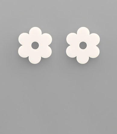 Flower Earrings - White