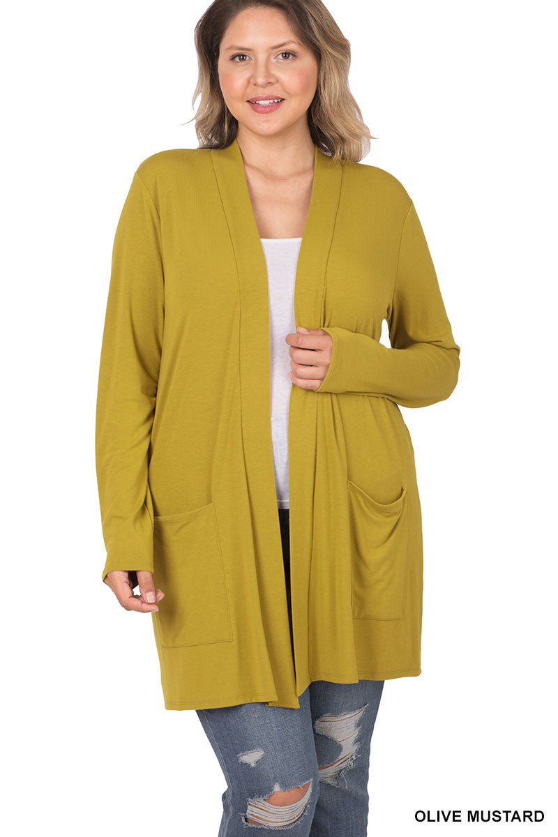 BB Deal: Plus Slouchy Cardigan - Olive Mustard
