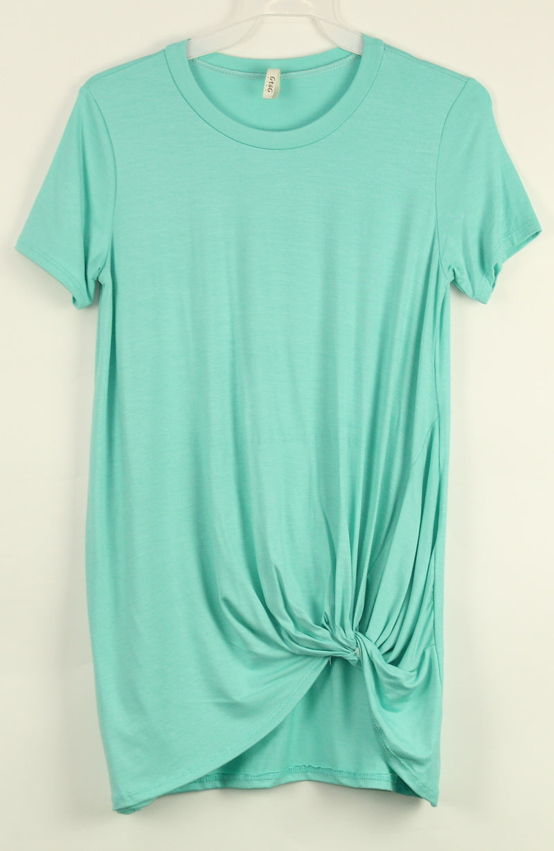 Mint Solid Knot Top