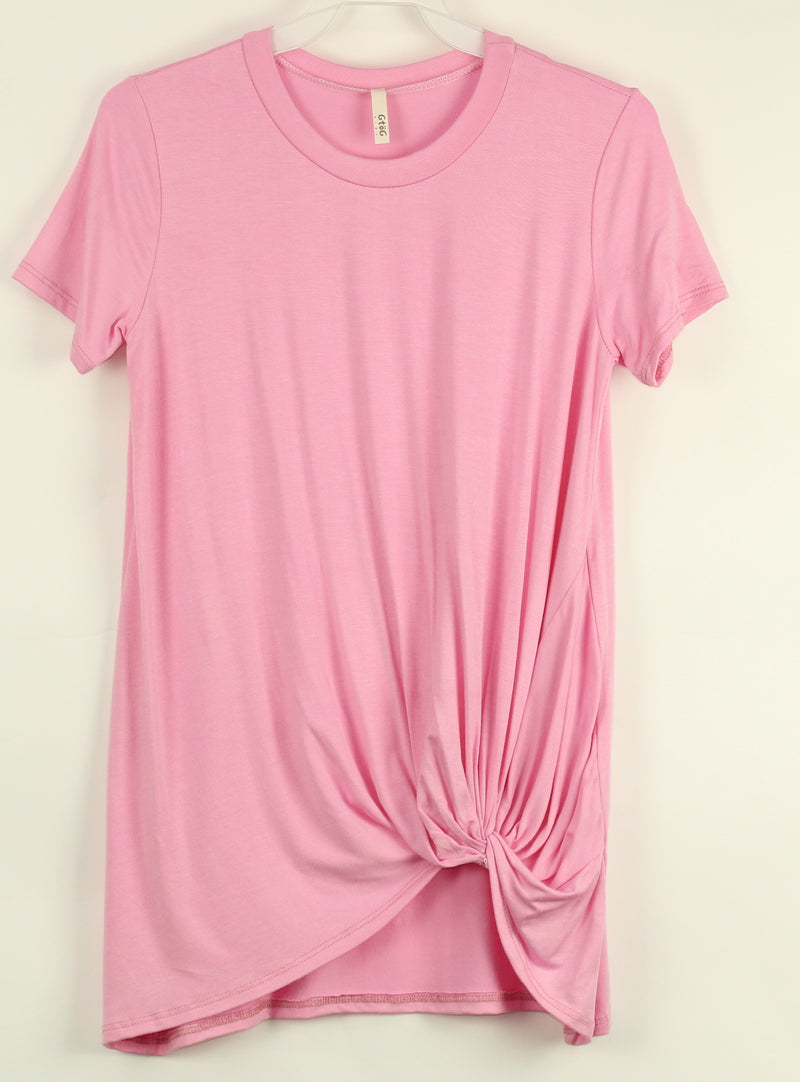 Pink Solid Knot Top