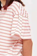 Pink Pleat Sleeve Stripe Top