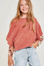 Lavendar Chunky Knit Cropped Pullover Ruffle Sweater - shoptheexchange