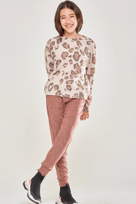 Blush Leopard Twist Open Back Knit Sweater - shoptheexchange