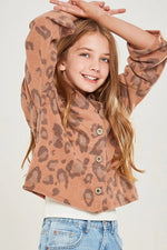 Leopard Print Brush Knit Collar Button Cardigan - shoptheexchange