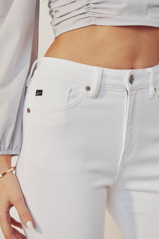 PREORDER - HIGH RISE ANKLE SKINNY WHITE JEANS-KC8604WT
