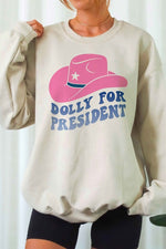 Online Exclusive: DOLLY FOR PRESIDENT GRAPHIC SWEATSHIRT