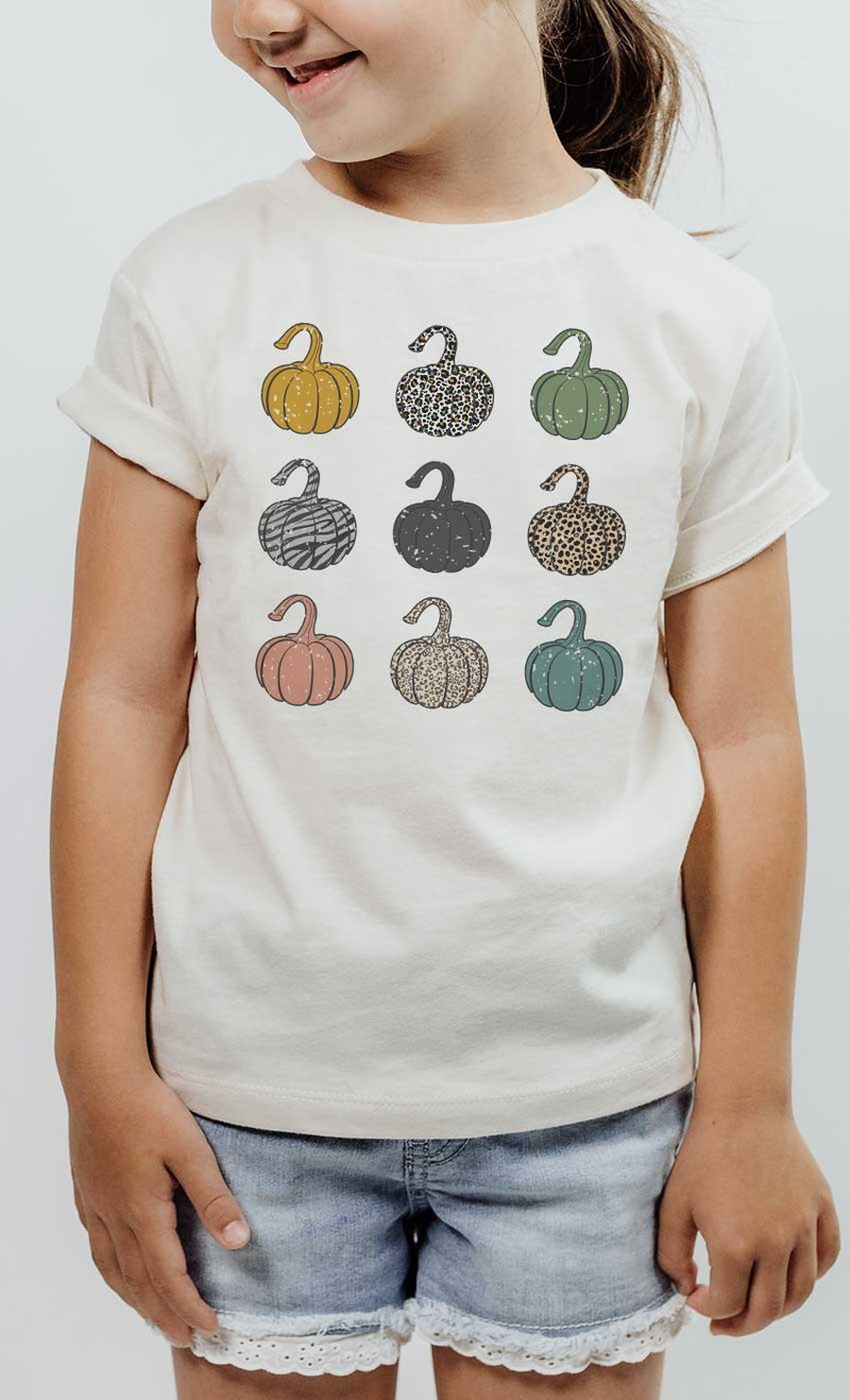 Retro Pumpkin Grid Graphic Tee - Tween