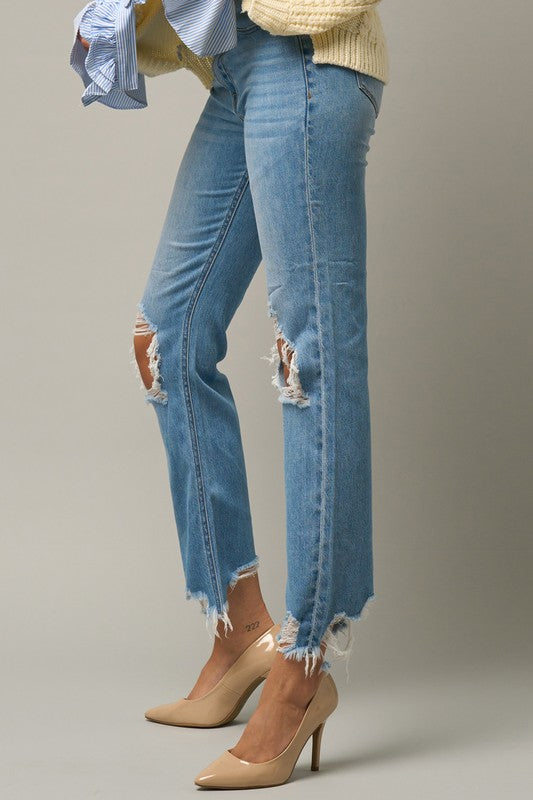 OE: HIGH RISE STRAIGHT CROP JEANS