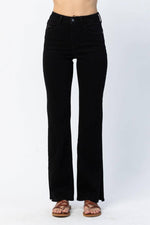 OE: Judy Blue High Waist 90'S Black Slit Hem Straight Leg Jeans