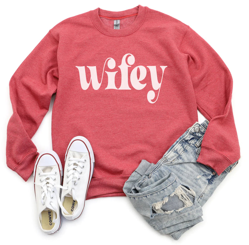 Wifey (White Ink) Heather Scarlett Sweatshirt