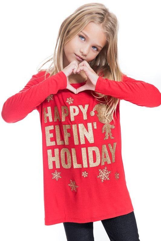 Happy Elfin Holiday Red Tunic - shoptheexchange