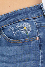 OE: Judy Blue High Waist Dandelion Embroidery Skinny Jeans