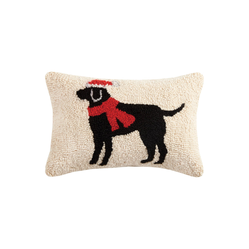 Black Labrador Dog Hook Pillow - Christmas