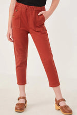 Rust Buttoned Pocket Tapered Twill Pants