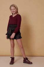 Shimmery Ruffle Tiered Smocked Waist Skirt - Black