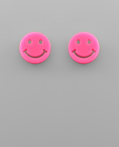 Acrylic Smile Face Studs - Pink