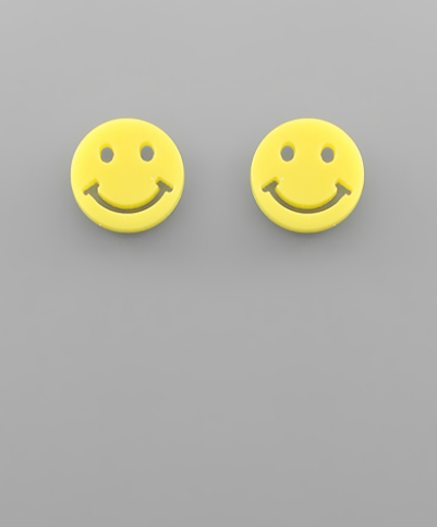 Acrylic Smile Face Studs - Yellow