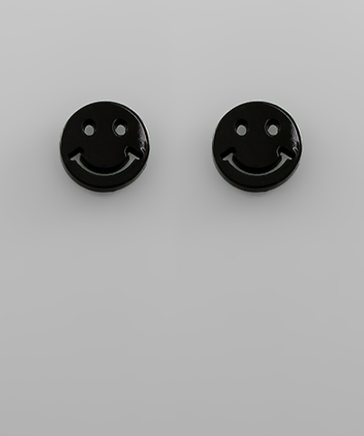 Acrylic Smile Face Studs - Black