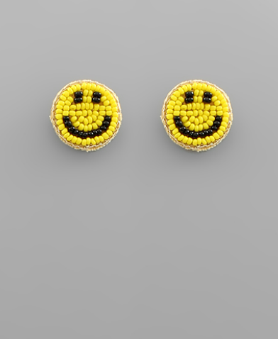 Beaded Smile Face Studs