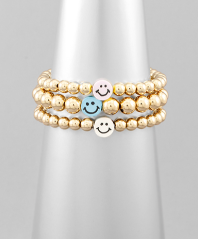Smile CCB Ball Bracelet Set - Lavender/Multi