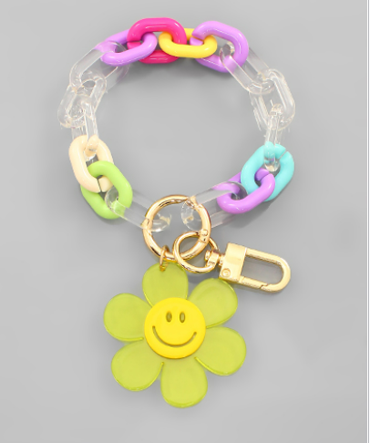 Smile Flower Key Ring Bracelet - Multi Color