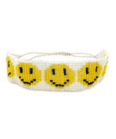 Smiley Beaded Bracelet - White