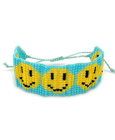 Smiley Beaded Bracelet - Turquoise
