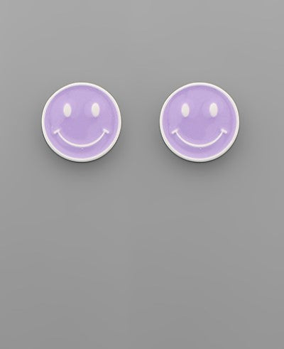 Smile Face Studs - Lavender