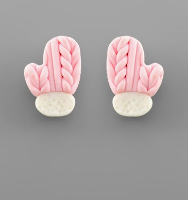 Christmas Mittens Clay Earrings