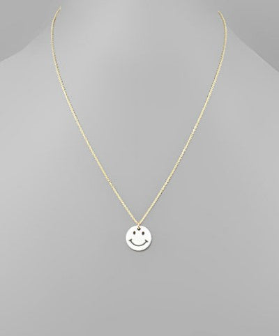 Smile Pendant Necklace - White